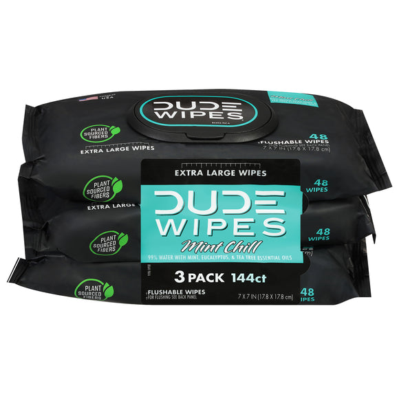 Dude Wipes - Wipes Mint Chill 3 Pack - Case Of 4-144 Ct - Vita-Shoppe.com