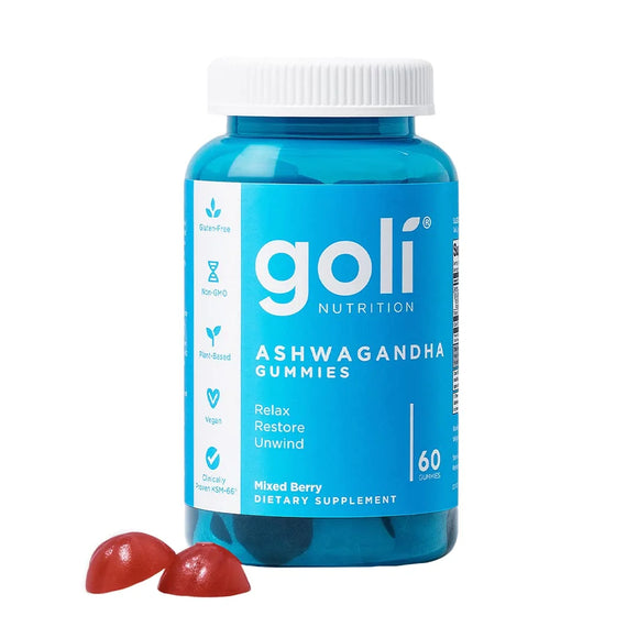 Goli Ashwagandha Gummies, Mixed Berry Flavor, 60 CT - Vita-Shoppe.com