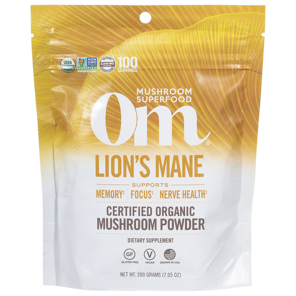 Om - Lion's Mane Organic Powder 200gr - 1 Each -7.05 Oz - Vita-Shoppe.com