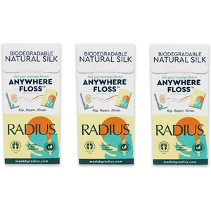 RADIUS Natural Unscented Silk Anywhere Floss Travel Dental Floss for Oral Care Boost Non Toxic Tooth & Gum Protection (20 Single Use Flossers per Pack) - Pack of 3