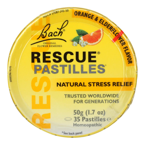 Bach Flower Remedies Rescue Remedy Pastilles Orange Elderflower - 1.7 Oz - Case Of 12 - Vita-Shoppe.com