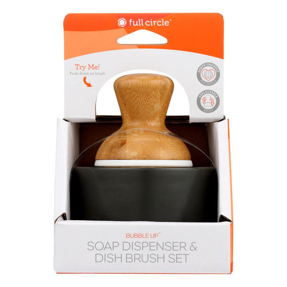 Full Circle Home - Bubble Up Soap Dispenser And Dish Brush Set - Gray - Case Of 4 - 1 Count - Vita-Shoppe.com