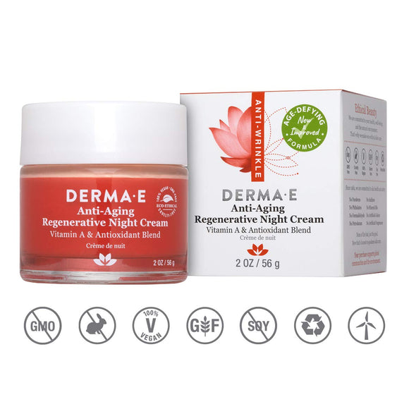 Derma E Anti-Aging Regenerative Night Cream with Vitamin A & Antioxidant Blend - 2 Oz - Vita-Shoppe.com