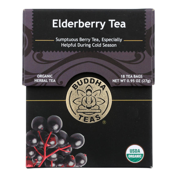 Buddha Teas - Organic Tea - Elderberry - Case Of 6 - 18 Count - Vita-Shoppe.com