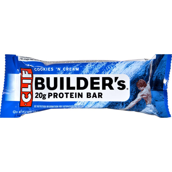 Clif Bar Builder Bar - Cookies And Cream - Case Of 12 - 2.4 Oz - Vita-Shoppe.com