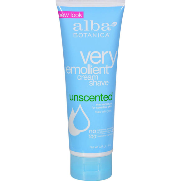 Alba Botanica Very Emollient Natural Moisturizing Cream Shave Unscented - 8 Fl Oz - Vita-Shoppe.com