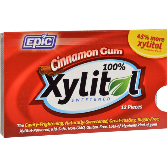 Epic Dental Cinnamon Gum - Xylitol Sweetened - Case Of 12 - 12 Pack - Vita-Shoppe.com
