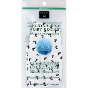 Earth Therapeutics Moisturizing Foot Sock - White With Footprints - 1 Pair - Vita-Shoppe.com