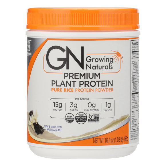 Growing Naturals Organic Raw Rice Protein - Vanilla Blast - 16.4 Oz - Vita-Shoppe.com