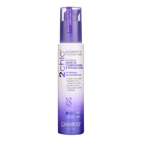 Giovanni Hair Care Products Conditioner - 2chic - Repairing - Leave-in Conditioning And Styling Elixir - Blackberry And Coconut Milk - 4 Oz - 1 Each - Vita-Shoppe.com