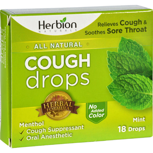 Herbion Naturals Cough Drops - All Natural - Mint - 18 Drops - Vita-Shoppe.com