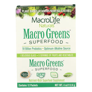 Macrolife Naturals Macro Greens Original - 12 Packets - 4 Oz - Vita-Shoppe.com
