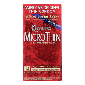 Mayer Laboratories Kimono Ultra Thin Lubricated Latex Condoms - 12 Pack - Vita-Shoppe.com