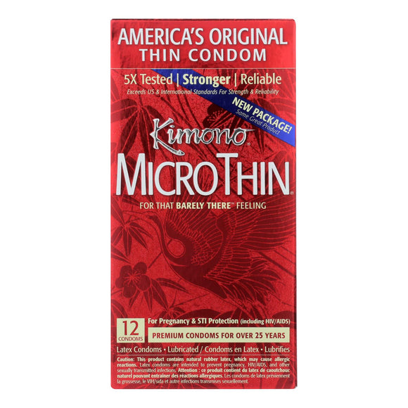 Mayer Laboratories Kimono Ultra Thin Lubricated Latex Condoms - 12 Pack - Vita-Shoppe.com
