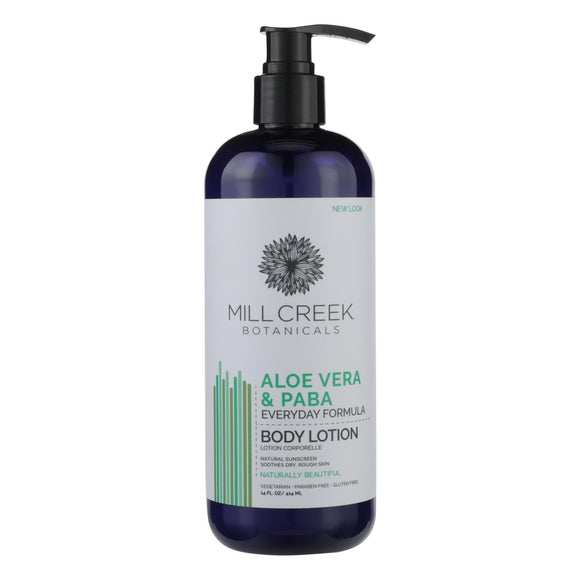 Mill Creek Botanicals Aloe Vera & Paba Moisturizing Lotion  - 1 Each - 14 Fz - Vita-Shoppe.com