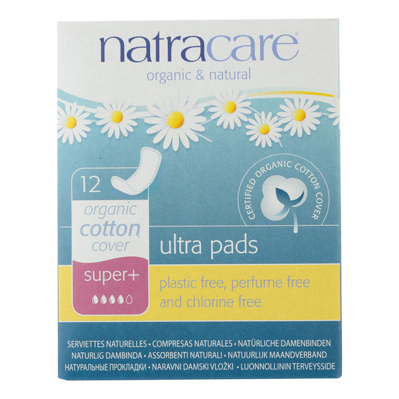 Natracare Natural Ultra Pads Super Plus W-organic Cotton Cover -  12 Pack - Vita-Shoppe.com