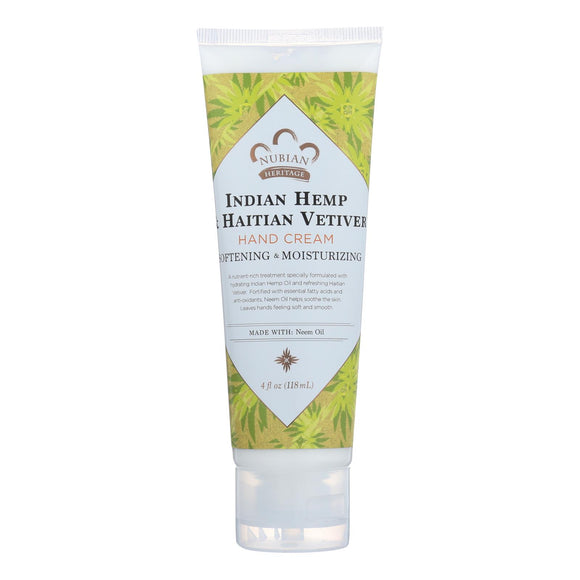 Nubian Heritage Hand Cream Indian Hemp And Haitian Vetiver - 4 Oz - Vita-Shoppe.com