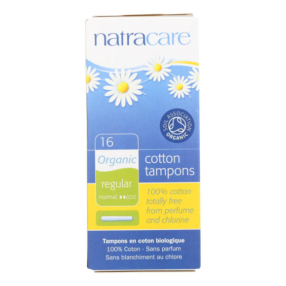 Natracare 100% Organic Cotton Tampons Regular W- Applicator - 16 Tampons - Vita-Shoppe.com