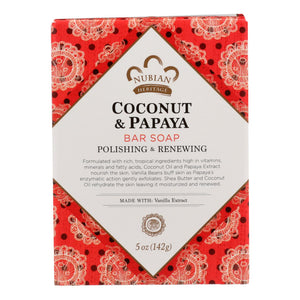 Nubian Heritage Bar Soap Coconut And Papaya With Vanilla Beans - 5 Oz - Vita-Shoppe.com