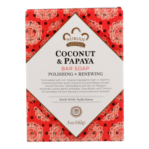 Nubian Heritage Bar Soap Coconut And Papaya With Vanilla Beans - 5 Oz - Vita-Shoppe.com