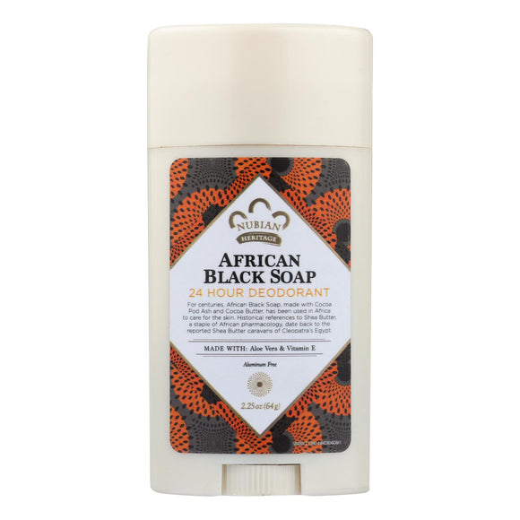 Nubian Heritage Deodorant - All Natural - 24 Hour - African Black Soap - 2.25 Oz - 1 Each - Vita-Shoppe.com