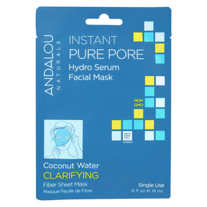 Andalou Naturals Instant Pure Pore Facial Mask - Coconut Water Clarifying - Case Of 6 - 0.6 Fl Oz - Vita-Shoppe.com