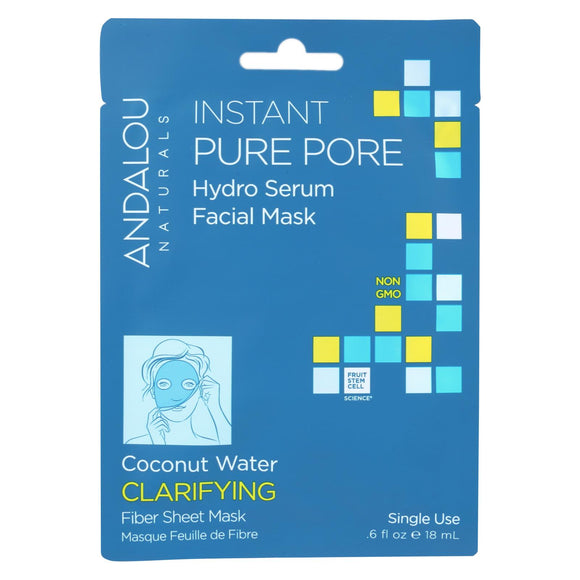 Andalou Naturals Instant Pure Pore Facial Mask - Coconut Water Clarifying - Case Of 6 - 0.6 Fl Oz - Vita-Shoppe.com