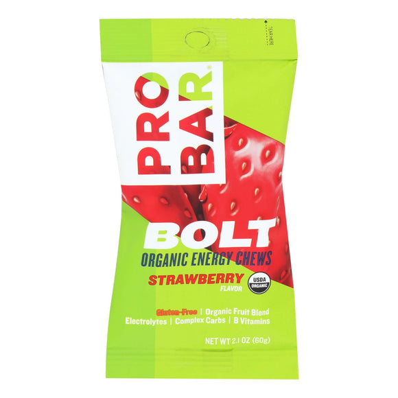 Probar Bolt Energy Chews - Organic Strawberry - 2.1 Oz - Case Of 12 - Vita-Shoppe.com