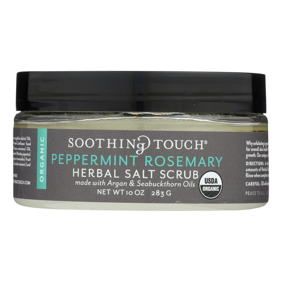 Soothing Touch Scrub - Organic - Salt - Herbal - Peppermint Rosemary - 10 Oz - Vita-Shoppe.com