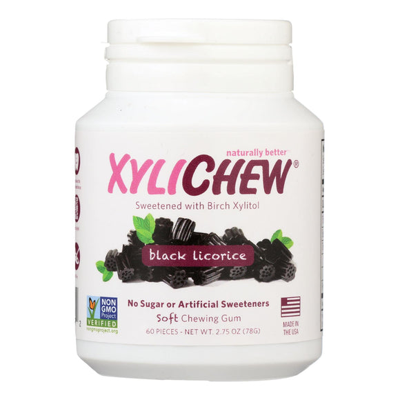 Xylichew Gum - Black Licorice - Jar - 60 Pieces - 1 Case - Vita-Shoppe.com