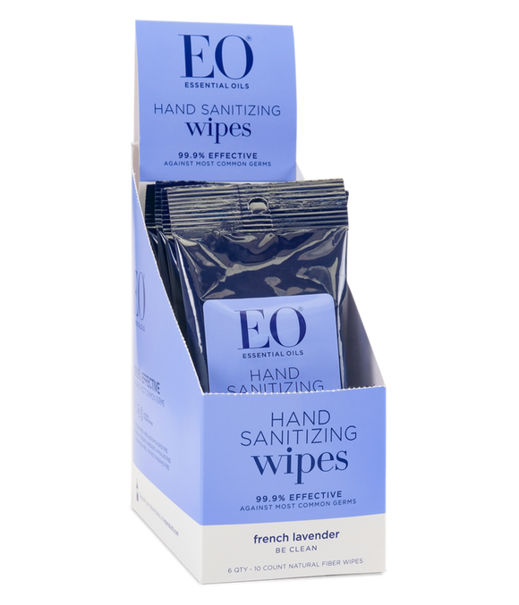 Eo Products Hand Sanitizer Wipes - Lavender - Case Of 6 - 10 Pack - Vita-Shoppe.com