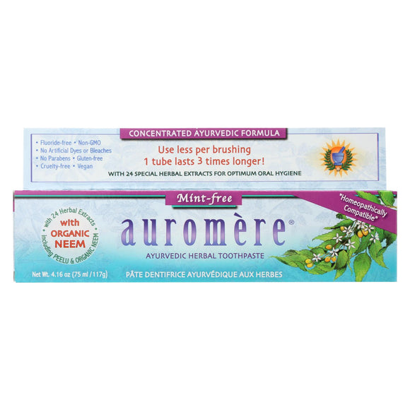 Auromere Toothpaste - Mint-free - Case Of 1 - 4.16 Oz. - Vita-Shoppe.com