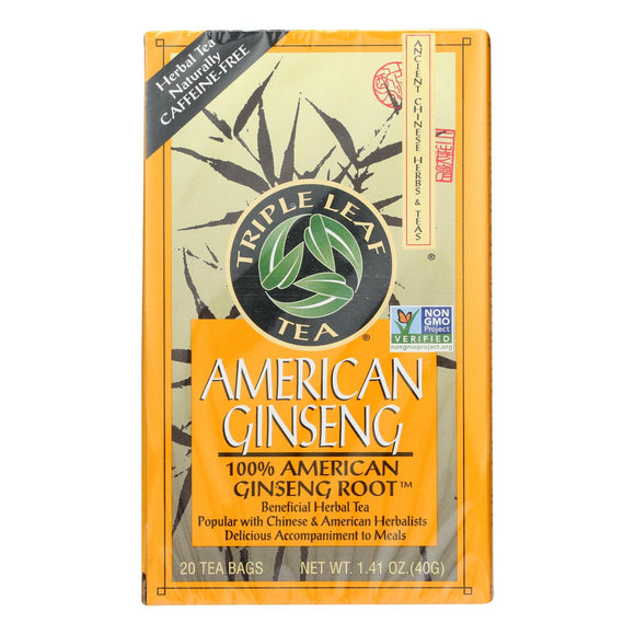 Triple Leaf Tea American Ginseng - Caffeine Free - Case Of 6 - 20 Bags - Vita-Shoppe.com