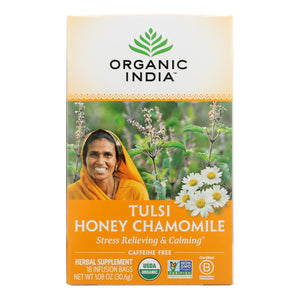 Organic India Tulsi Tea Honey Chamomile - 18 Tea Bags - Case Of 6 - Vita-Shoppe.com