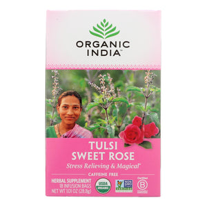 Organic India Tulsi Tea Sweet Rose - 18 Tea Bags - Case Of 6 - Vita-Shoppe.com