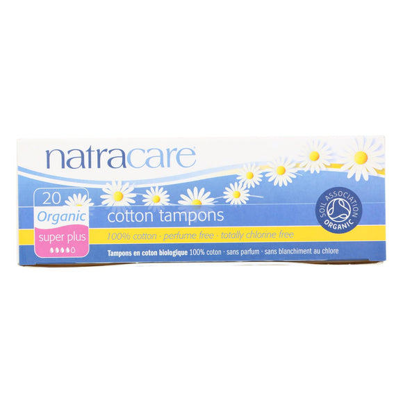 Natracare 100% Organic Cotton Tampons - Super Plus - 20 Pack - Vita-Shoppe.com