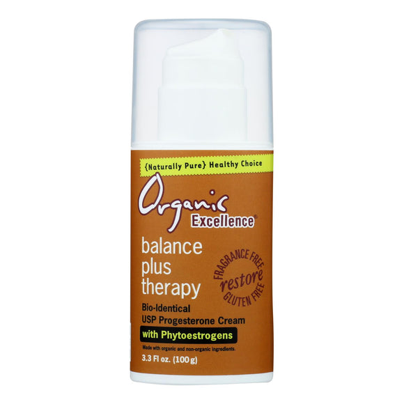 Organic Excellence Balance Plus Therapy Bio-identical Progesterone Cream With Phytoestrogens - 3 Oz - Vita-Shoppe.com