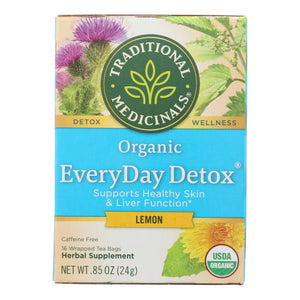 Traditional Medicinals Lemon Everyday Detox Herbal Tea - 16 Tea Bags - Case Of 6 - Vita-Shoppe.com