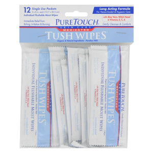 Puretouch Skin Care Medicated Tush Wipes - 12 Packets - Vita-Shoppe.com