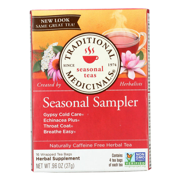Traditional Medicinals Seasonal Herb Tea Sampler - 16 Tea Bags - Case Of 6 - Vita-Shoppe.com