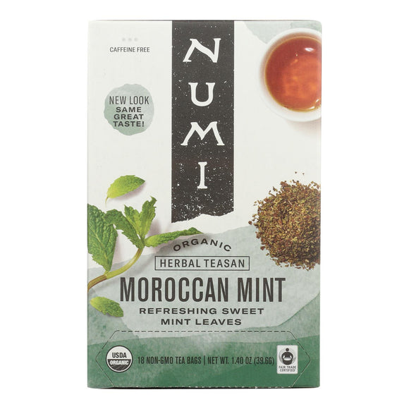 Numi Organic Tea Moroccan Mint - 18 Tea Bags - Case Of 6 - Vita-Shoppe.com