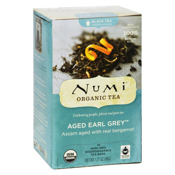 Numi Aged Earl Grey Bergamot Black Tea - 18 Tea Bags - Case Of 6 - Vita-Shoppe.com