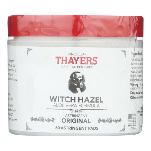 Thayers Witch Hazel With Aloe Vera - 60 Pads - Vita-Shoppe.com