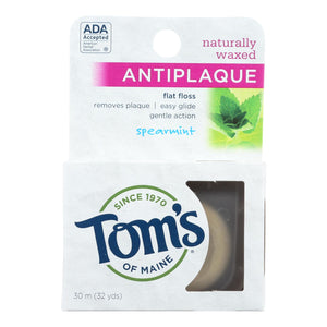 Tom's Of Maine Antiplaque Flat Floss Waxed Spearmint - 32 Yards - Case Of 6 - Vita-Shoppe.com