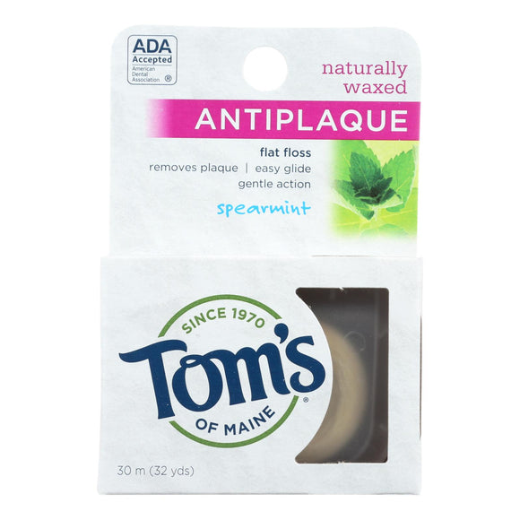 Tom's Of Maine Antiplaque Flat Floss Waxed Spearmint - 32 Yards - Case Of 6 - Vita-Shoppe.com