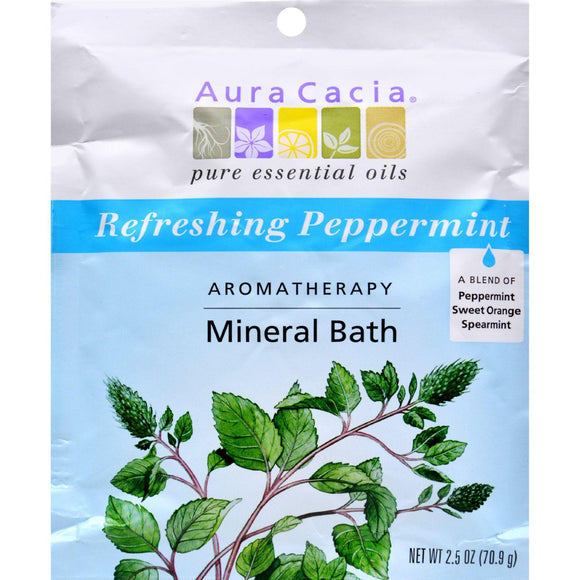 Aura Cacia Aromatherapy Mineral Bath Peppermint Harvest - 2.5 Oz - Case Of 6 - Vita-Shoppe.com