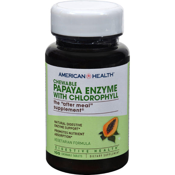 American Health Papaya Enzyme With Chlorophyll Chewable - 100 Chewable Tablets - Vita-Shoppe.com
