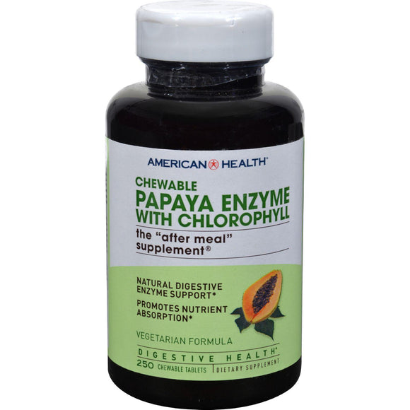 American Health Papaya Enzyme With Chlorophyll Chewable - 250 Tablets - Vita-Shoppe.com