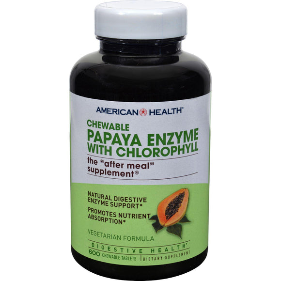 American Health Papaya Enzyme With Chlorophyll Chewable - 600 Chewable Tablets - Vita-Shoppe.com