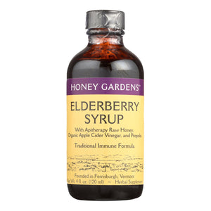 Honey Gardens Apiaries Elderberry Syrup - Apitherapy Raw Honey - Propolis And Elderberries - Cough - 4 Oz - Vita-Shoppe.com